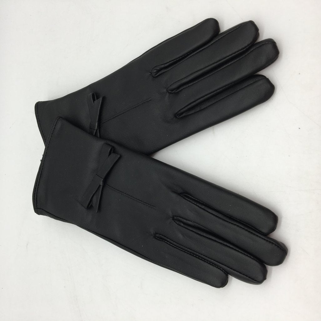 Sierra Womens Lining Leather Winter Black Gloves Size M NEW