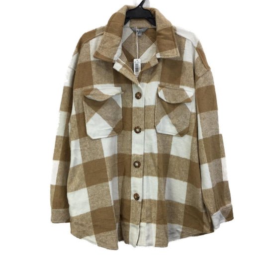 Suzanne Grae Cream & Coffee Check Flannel Jacket Ladies Size 2XL NEW