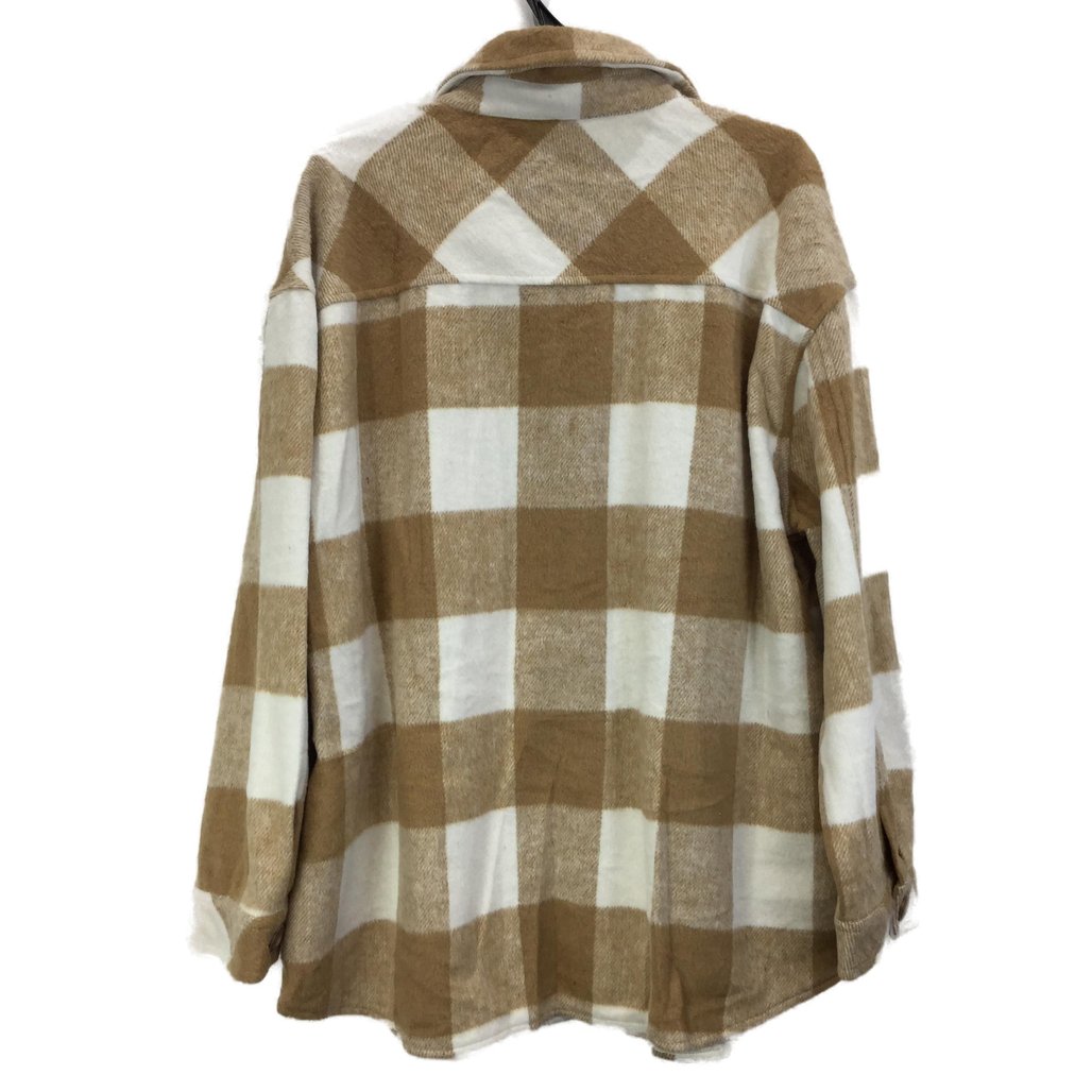 Suzanne Grae Cream & Coffee Check Flannel Jacket Ladies Size 2XL NEW