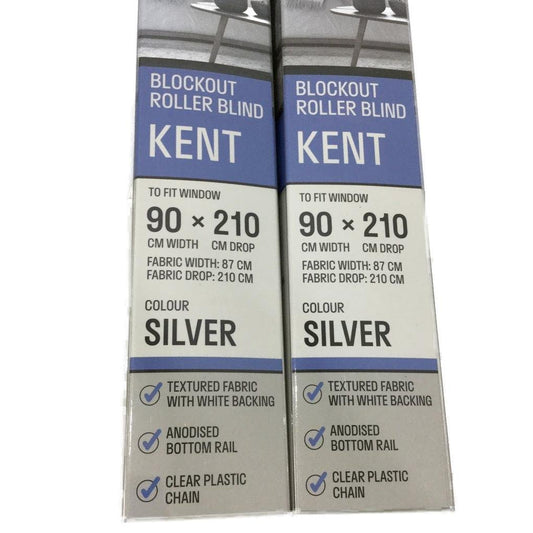 Markisol Set of 2 Kent Single Silver Blockout Roller Blinds 90 x 210cm NEW