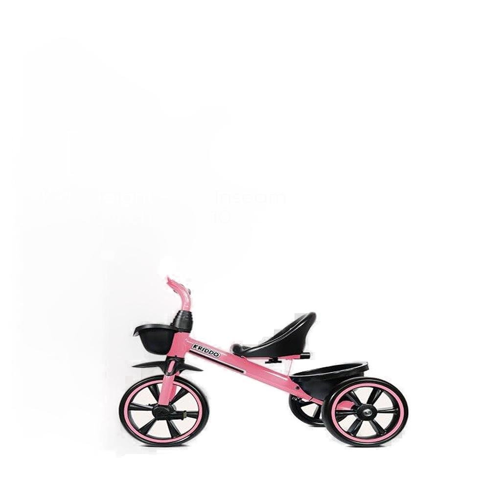 KRIDDO Pink & Black Kids Tricylce With Pedals & Rear Carry Basket NEW