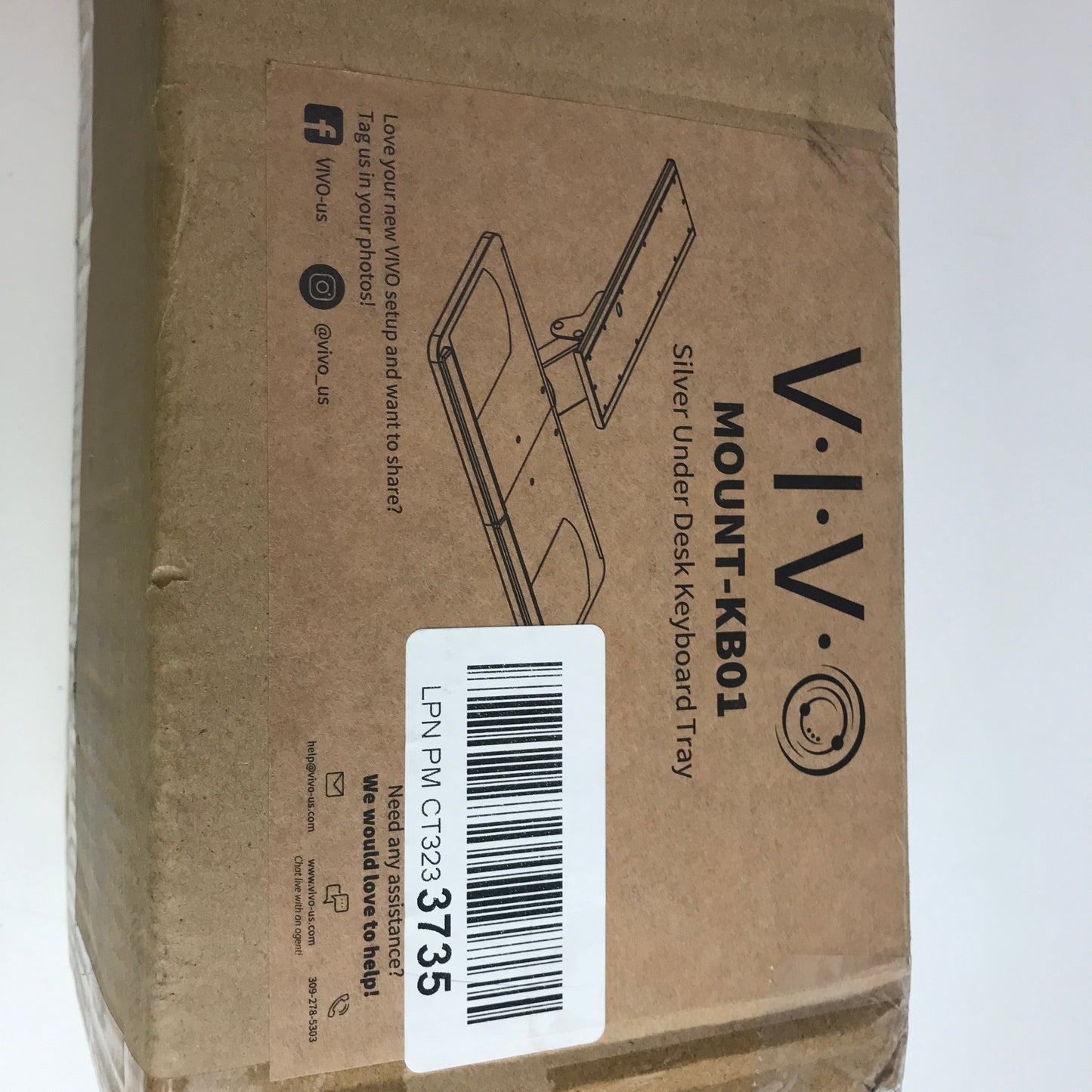 V.I.V. Silver Under Desk Keyboard Tray MOUNT-KB01 NEW