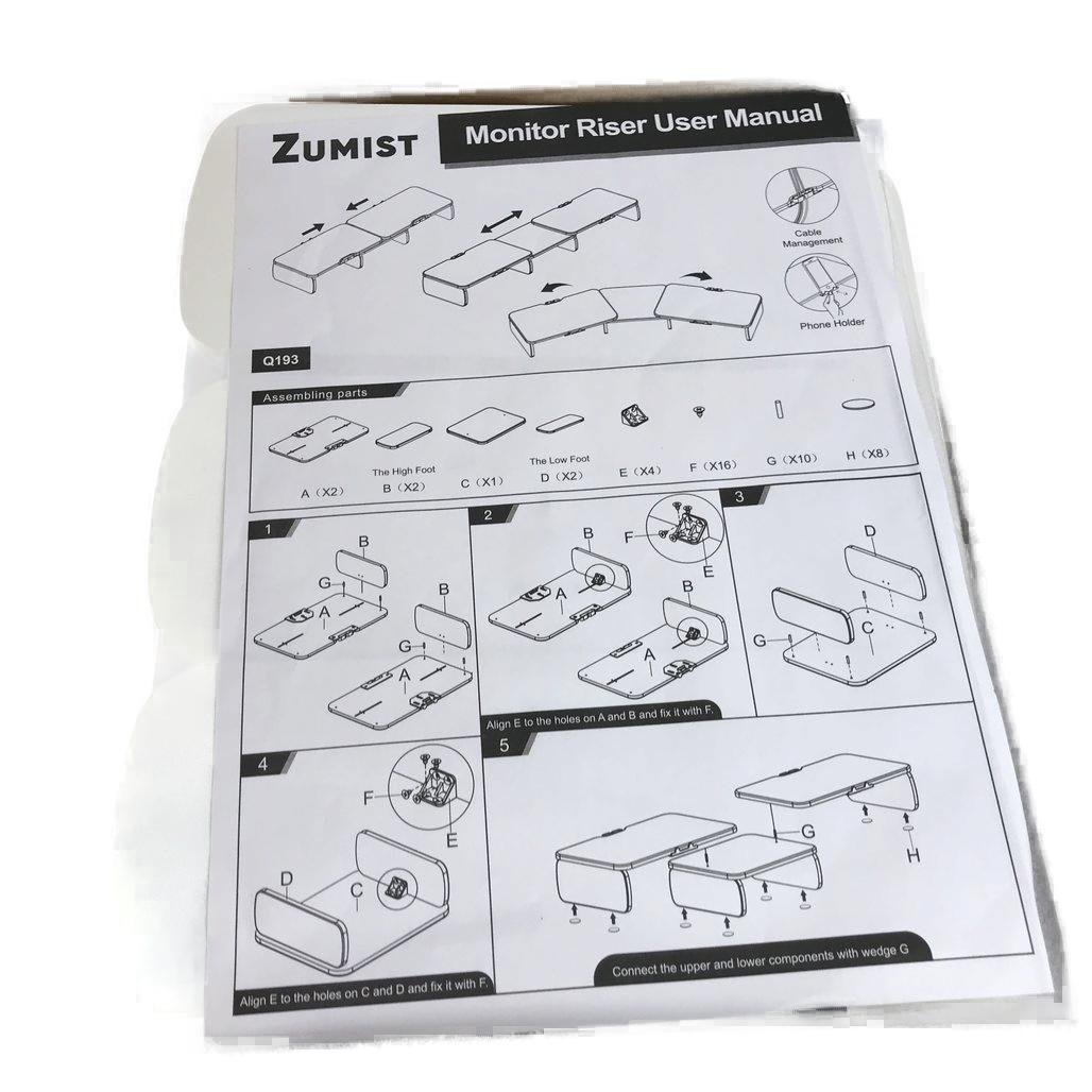 Zumist White Monitor Stand Riser For Computer, Laptop Model Q193 NEW