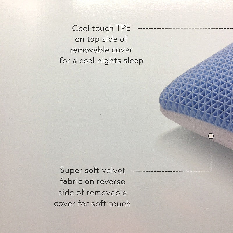 Kirkton House Cooling Pressure Relief TPE Pillow with Zipper Closure NEW