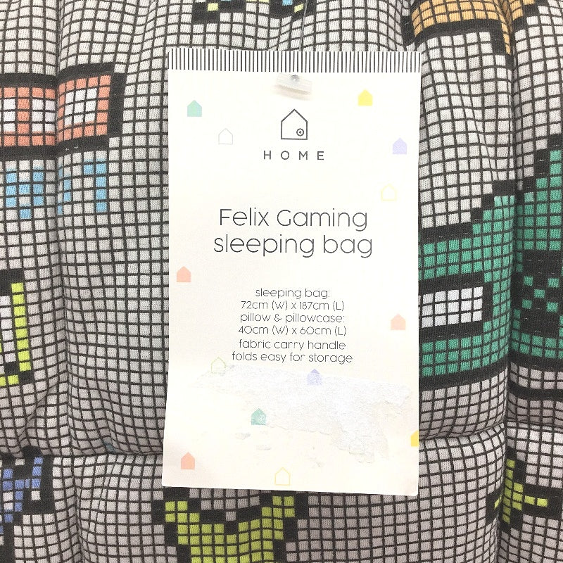 Kids Multicoloured Quilt Felix Gaming Sleeping Bag & Pillow NEW