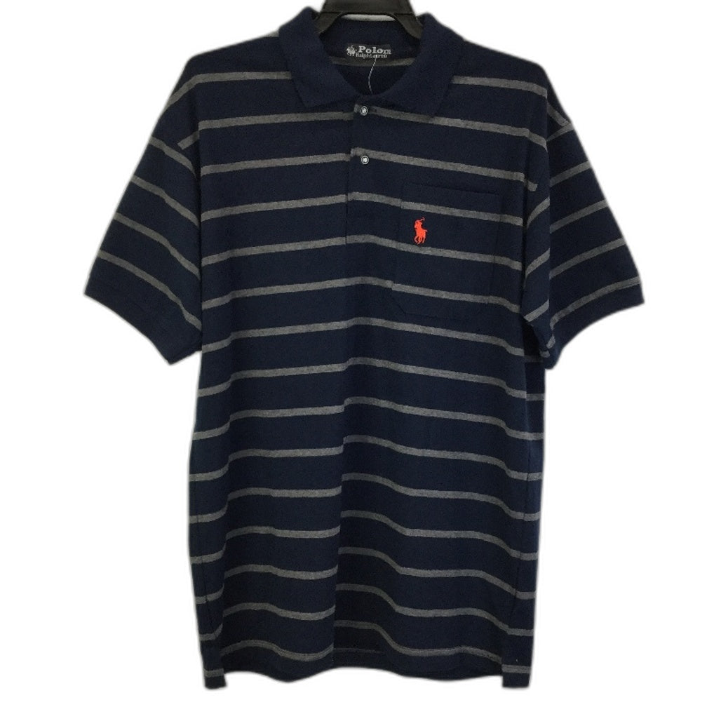 Polo Ralph Lauren Navy & Grey Striped Shirt Mens Size XXL PreOwned