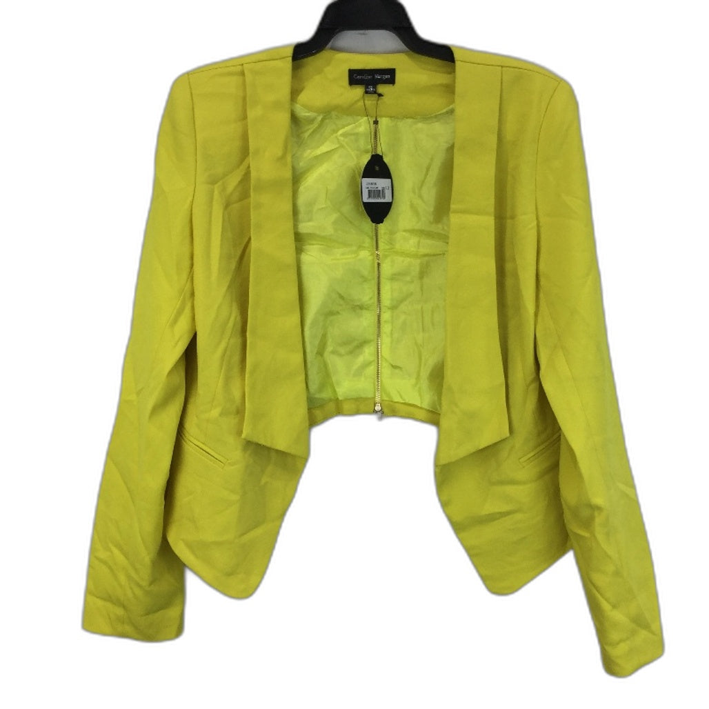 Caroline Morgan Yellow Cropped Blazer Jacket w/ Zip Up Back Ladies Size AU 12 NEW