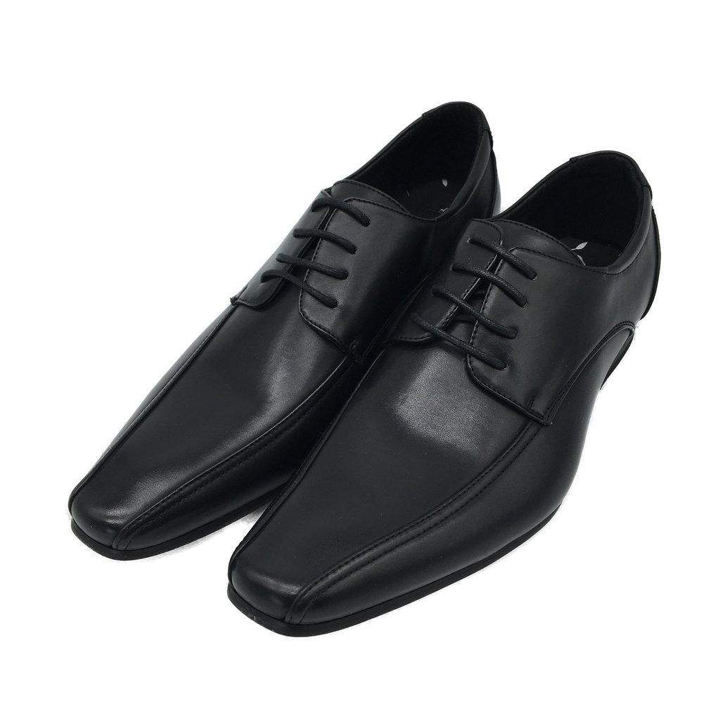 Boston Bros Mens Cadel-M Black Leather Look Formal Shoes Size 45 NEW