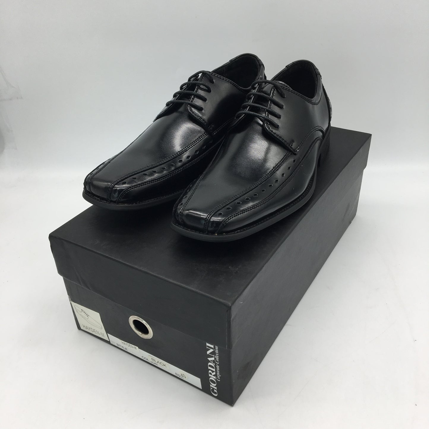 Giordani Mens Corporate Collection Hayden-M Black Leather Upper Formal Shoes Size 40 NEW