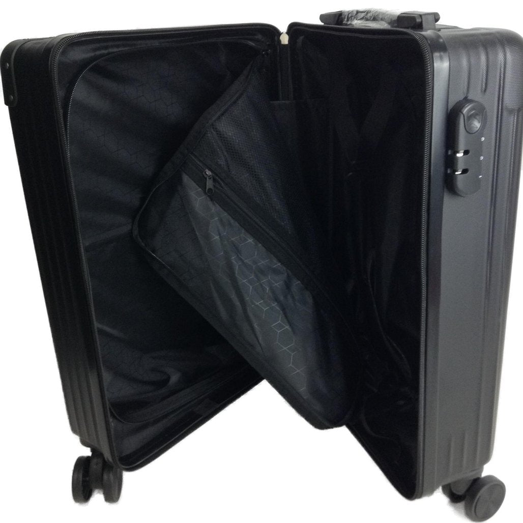 Black Carry On Telescopic Handle Spinner Wheeled Suitcase 46cm NEW