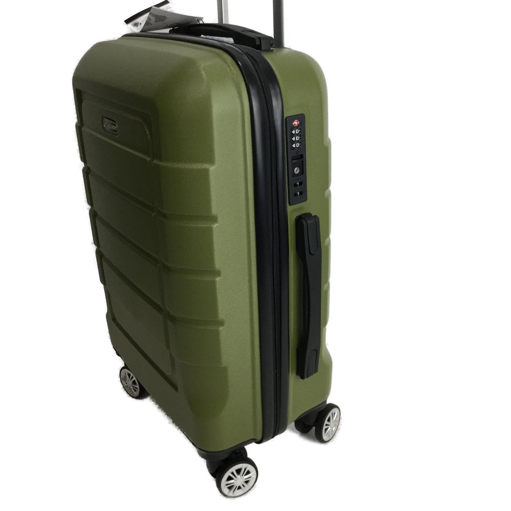 Showkoo 48cm Army Green Spinner Wheeled Carry On Suitcase NEW