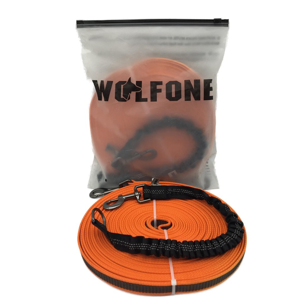 Wolfone 15 m Orange Rubberised Training Dog Leash Set NEW