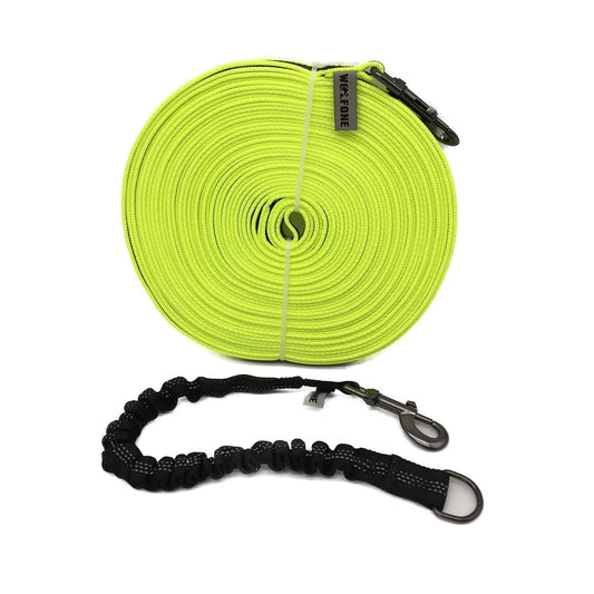 Wolfone 15 m Neon Green Rubberised Training Dog Leash Set NEW