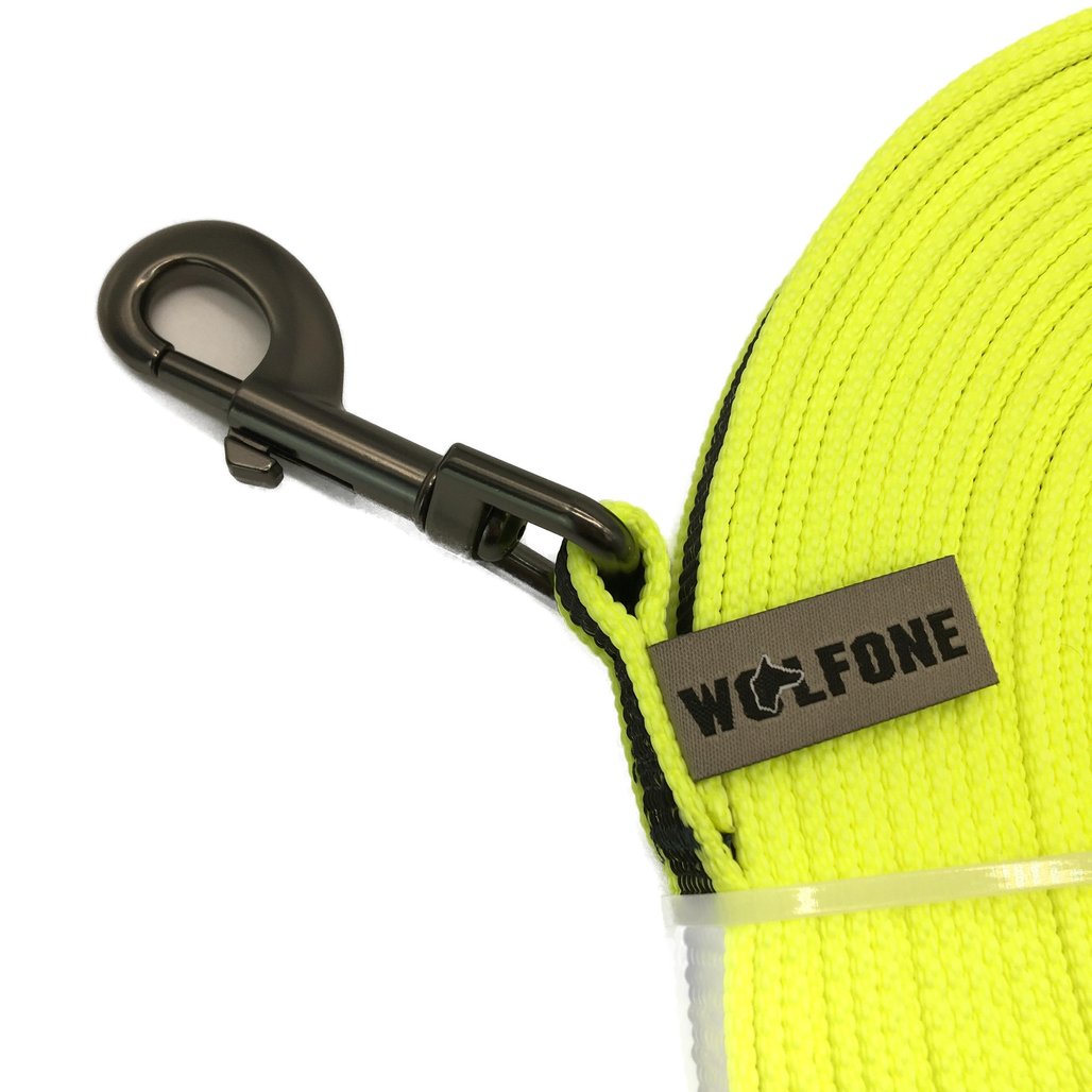 Wolfone 15 m Neon Green Rubberised Training Dog Leash Set NEW