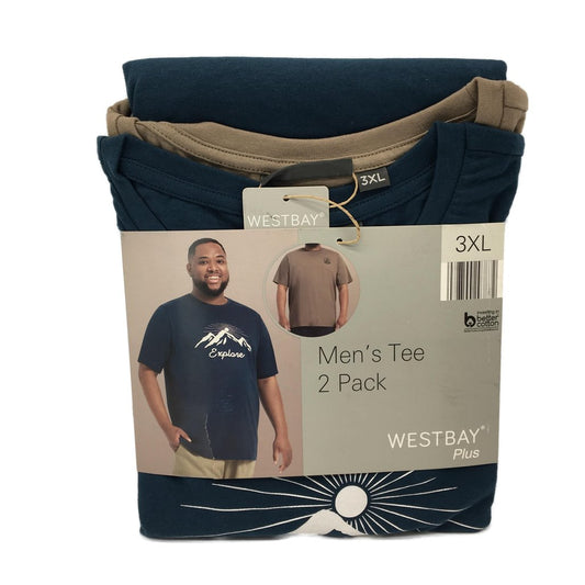 Westbay Mens Explore Navy Blue Short Sleeve Tee Pack of 2 Size 3XL NEW