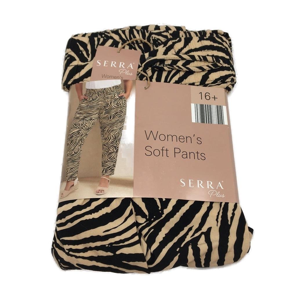 Serra Black & Beige Zebra Print Soft Loungewear Pants Ladies Plus Size 16+ NEW