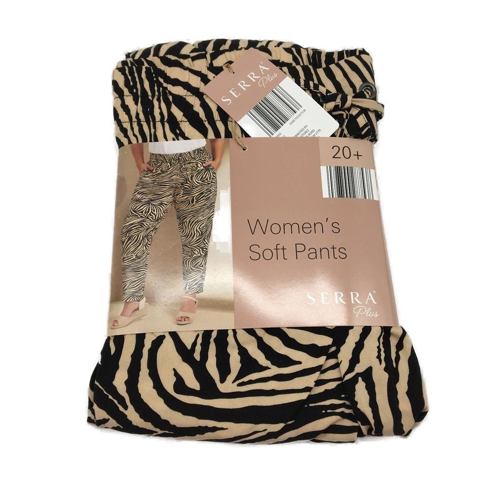 Serra Black & Beige Zebra Print Soft Loungewear Pants Ladies Plus Size 20+ NEW