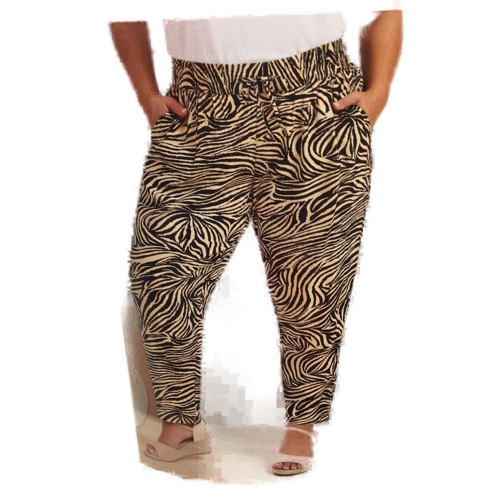 Serra Black & Beige Zebra Print Soft Loungewear Pants Ladies Plus Size 20+ NEW