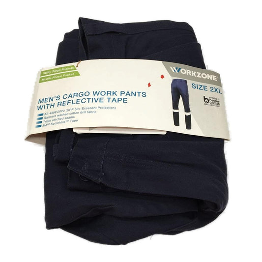 Workzone Navy Cargo Work Pants w/ Reflective Tape Mens Size 2XL NEW