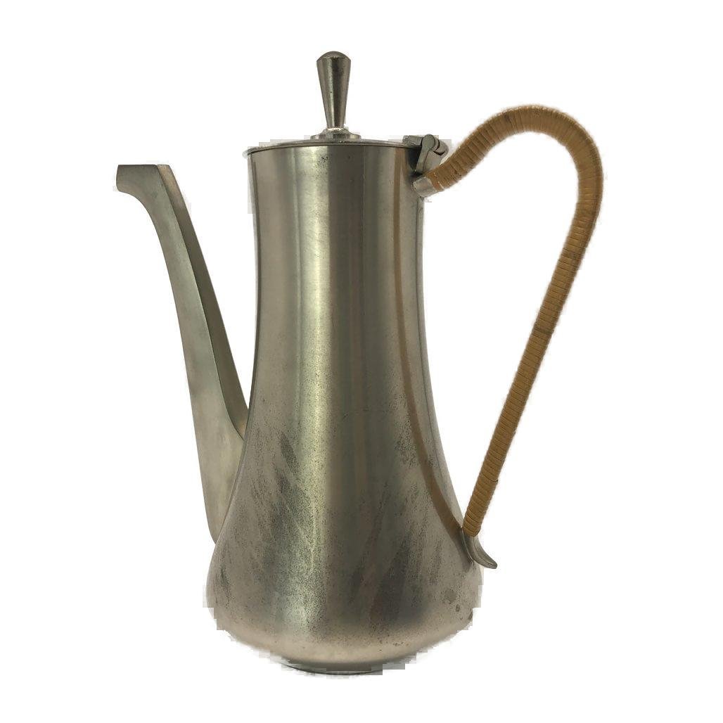 Selangor Solid Pewter Art Deco Lined Handle Coffee/Tea Pot 20cm VINTAGE