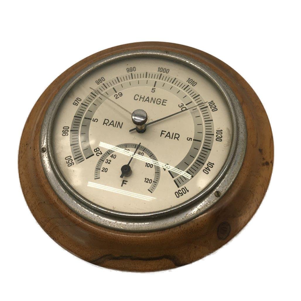 Timber Base Weather & Temperature Barometer VINTAGE