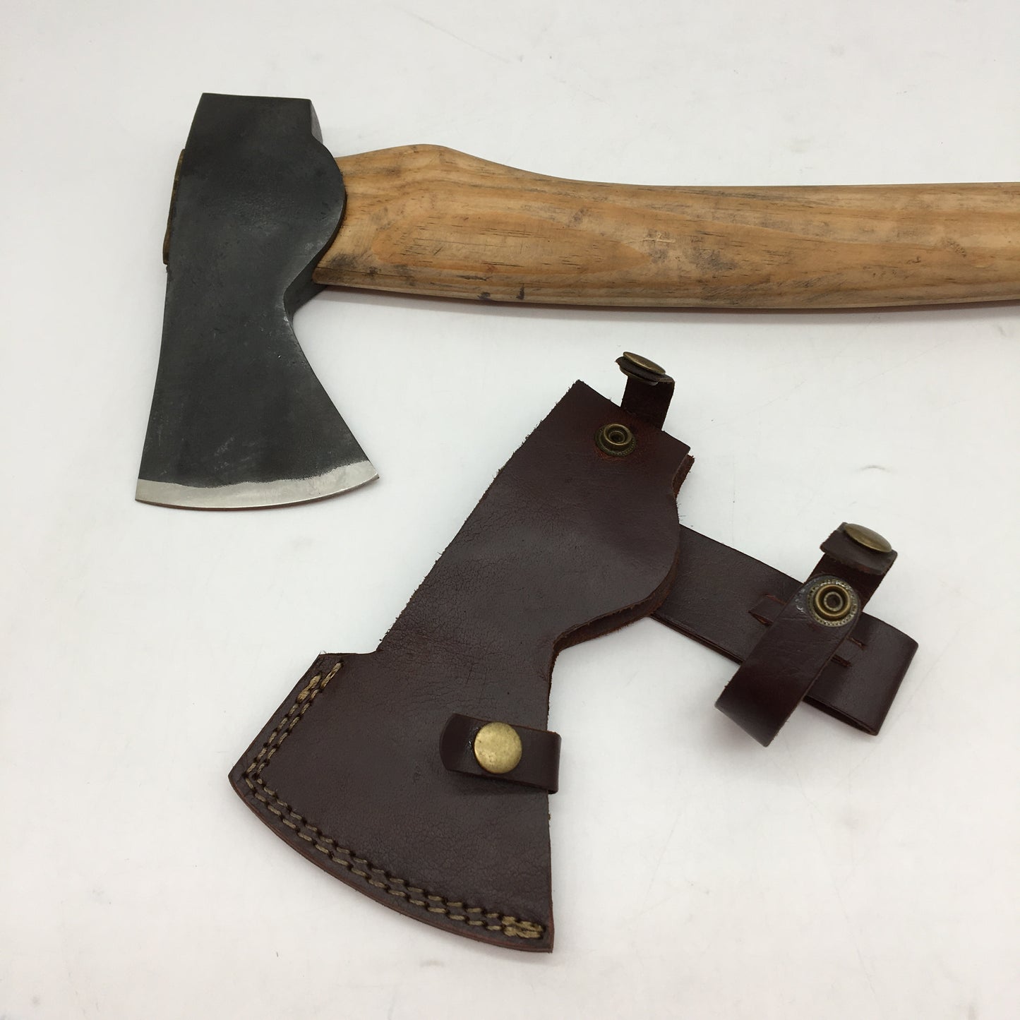 Survival Axe with Leather Cover and Wood Handle NEW