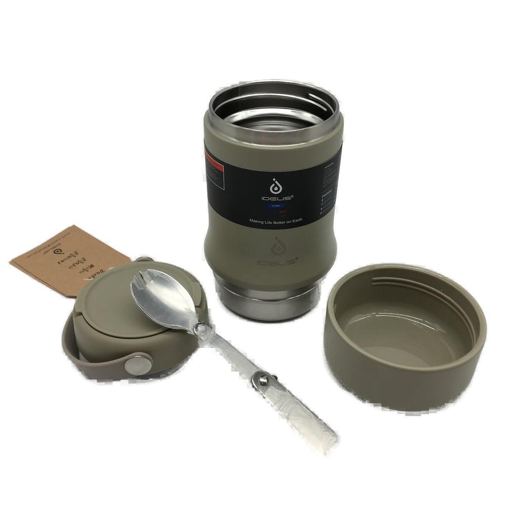 Ideus Living Green Stainless Steel Thermal Food Jar with Folding Spoon NEW