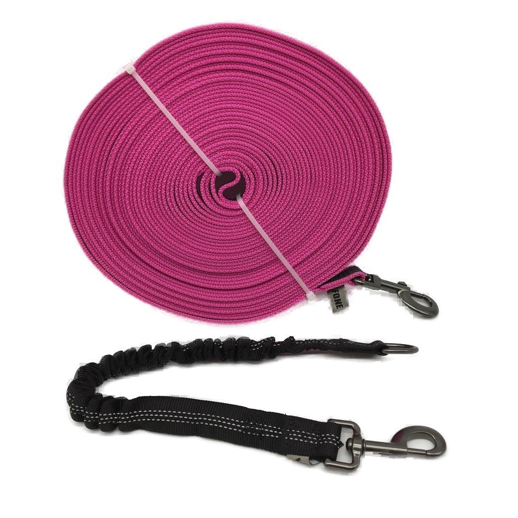 Wolfone 15 m Pink Rubberised Training Dog Leash Set NEW