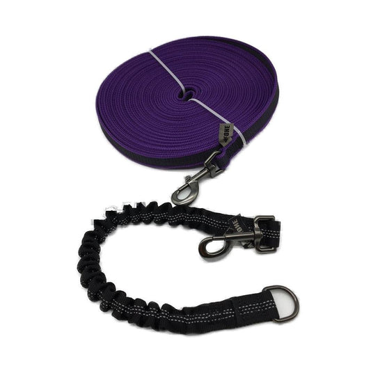 Wolfone 15 m Purple Rubberised Training Dog Leash Set NEW