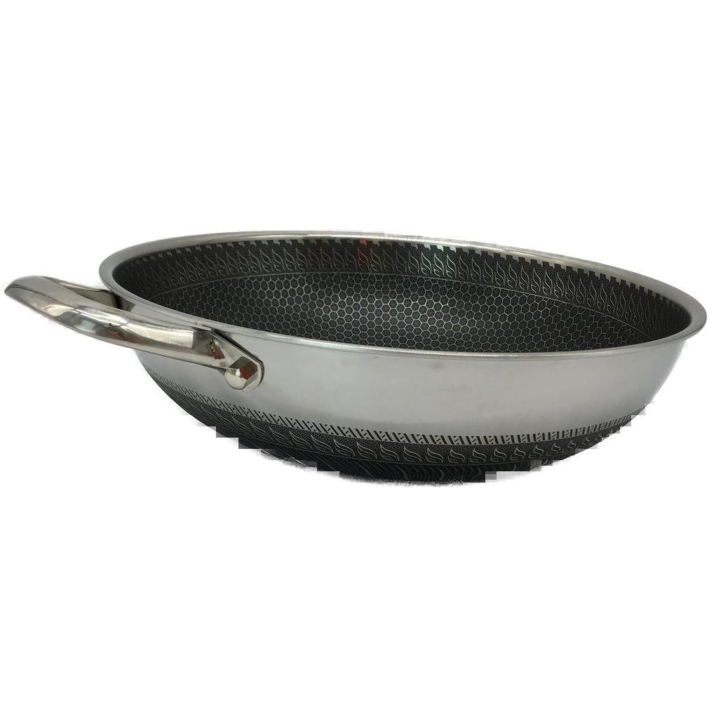 Megoo Kitchenware Multi Layer Stainless Steel Carving Wok 12.6" NEW