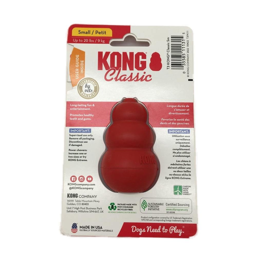 Set of 3 Kong Classic Red Durable Natural Rubber Small Dogs Chew Toy NEW