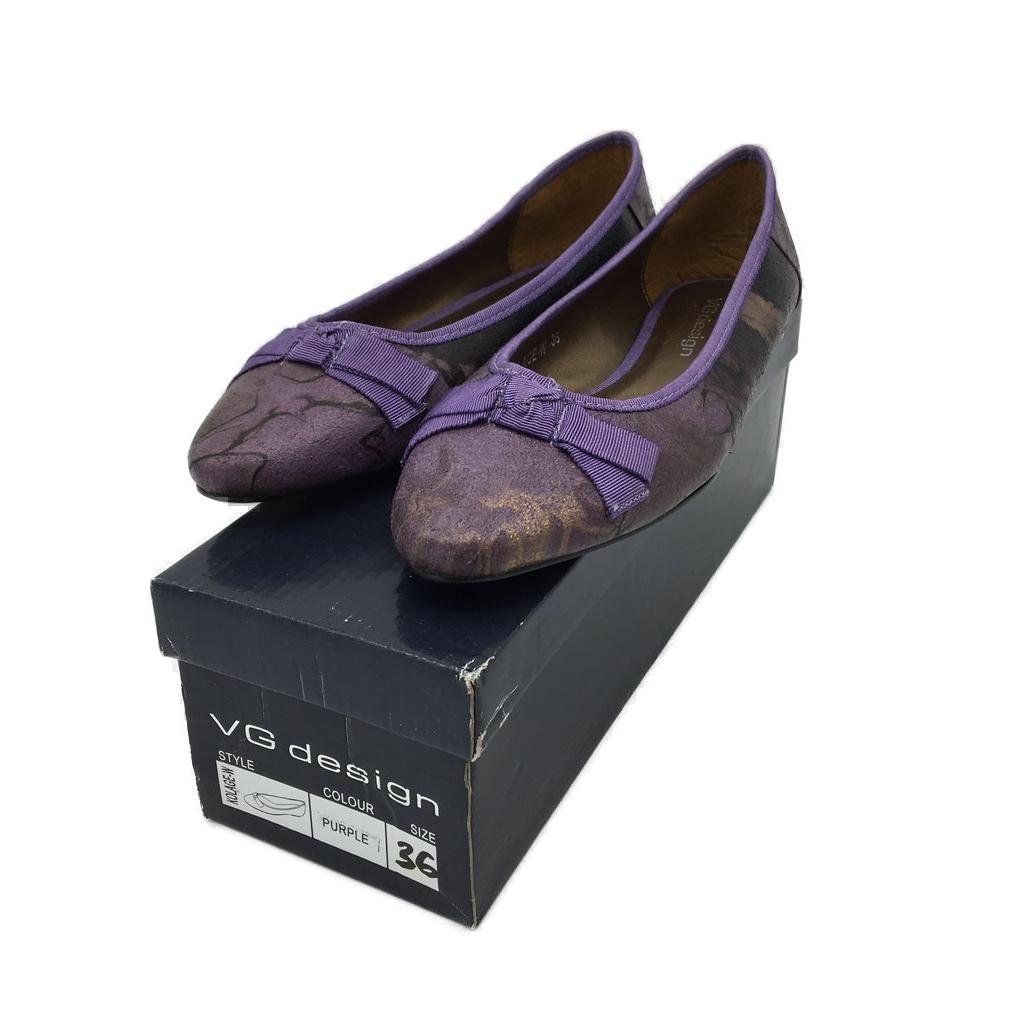 VG Design Kolage Purple Slip On Leather Look Ballet Flat Ladies Size 36 NEW