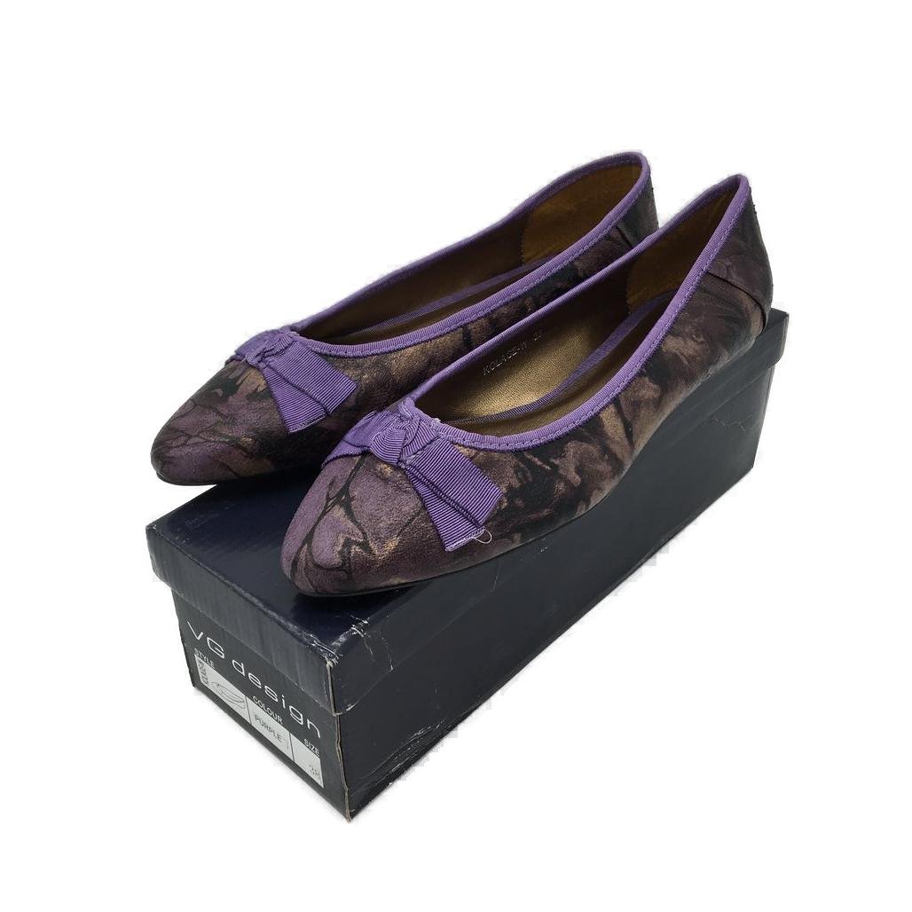 VG Design Kolage Purple Slip On Leather Look Ballet Flat Ladies Size 38 NEW