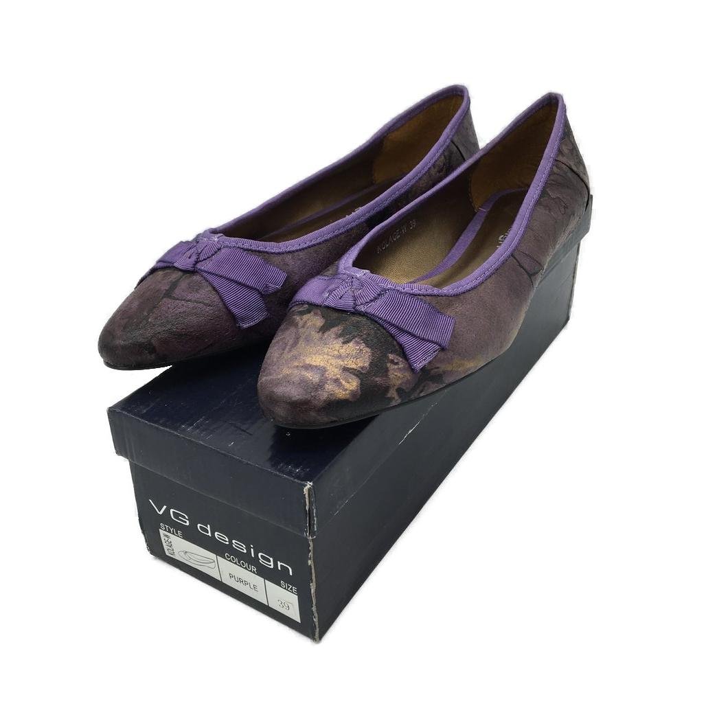 VG Design Kolage Purple Slip On Leather Look Ballet Flat Ladies Size 39 NEW