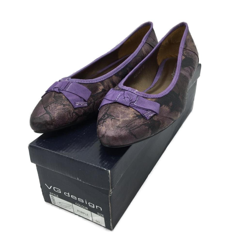 VG Design Kolage Purple Slip On Leather Look Ballet Flat Ladies Size 40 NEW