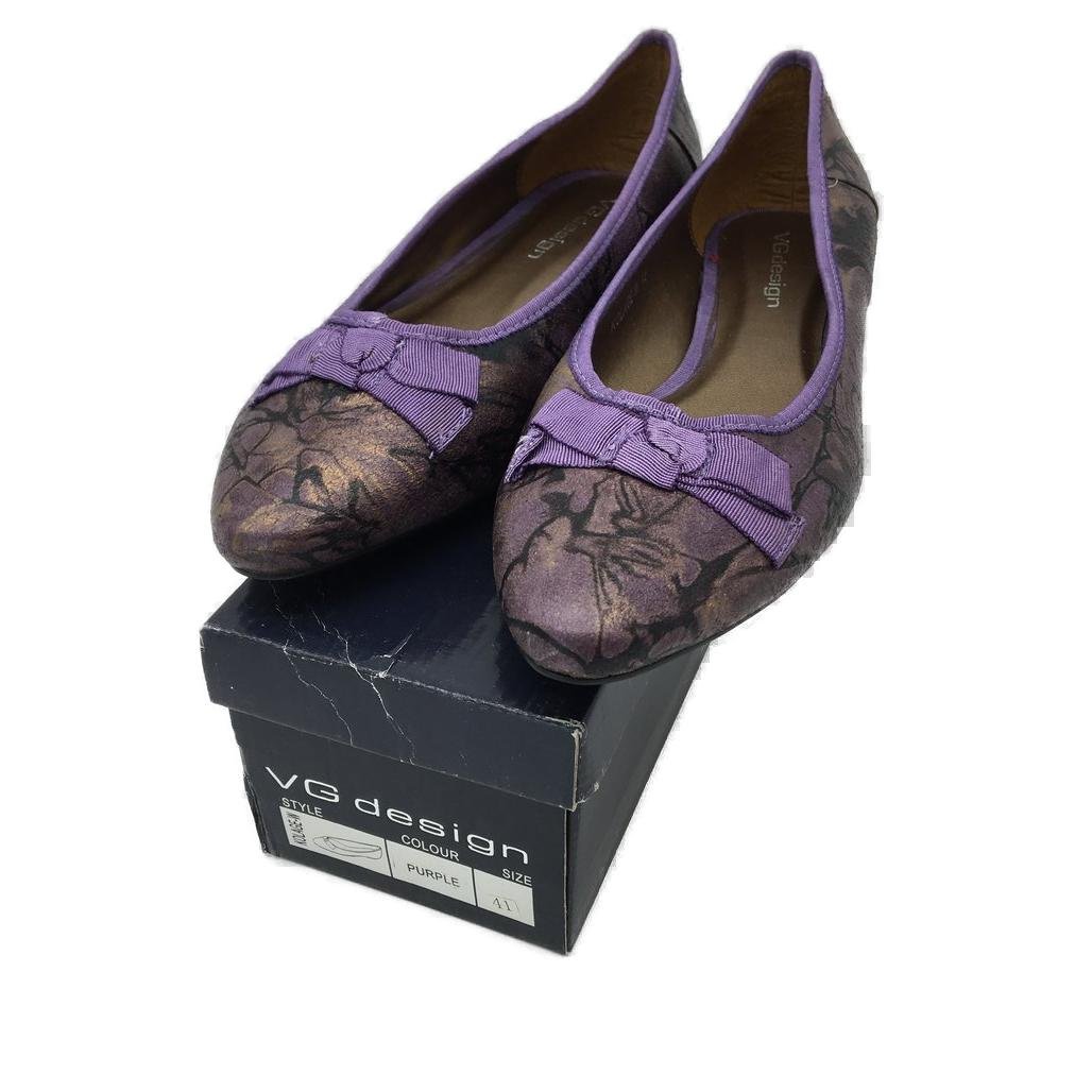 VG Design Kolage Purple Slip On Leather Look Ballet Flat Ladies Size 41 NEW