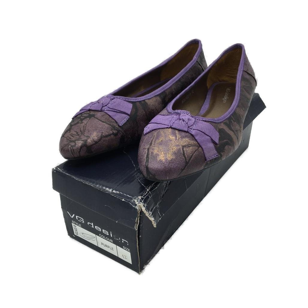 VG Design Kolage Purple Slip On Leather Look Ballet Flat Ladies Size 42 NEW