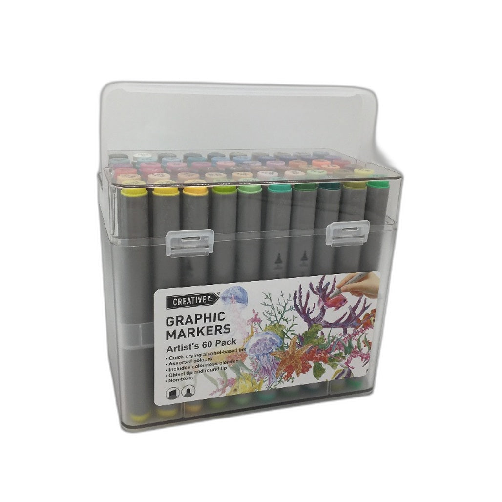 Creative PL Graphic 60 Pack Craft Sketch Artist's Markers NEW