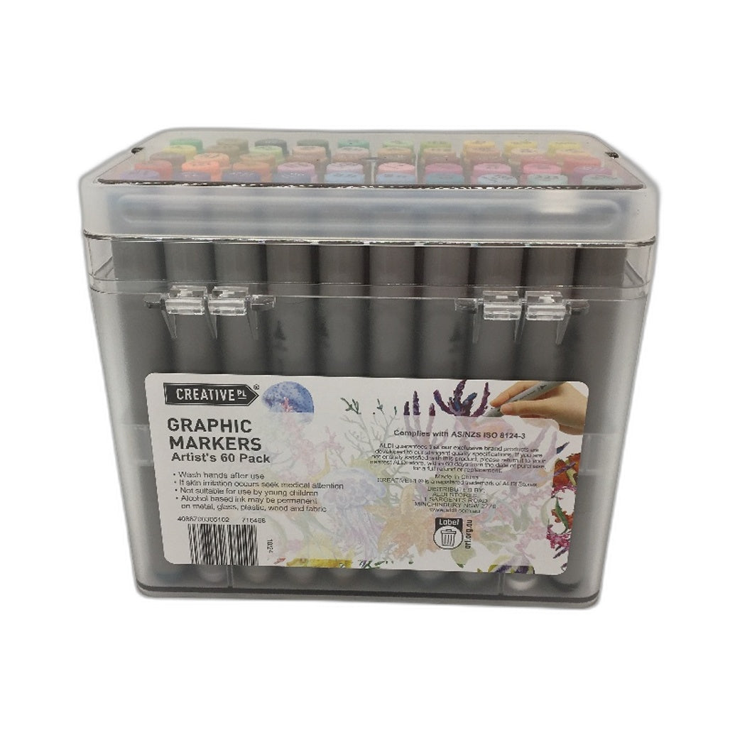 Creative PL Graphic 60 Pack Craft Sketch Artist's Markers NEW