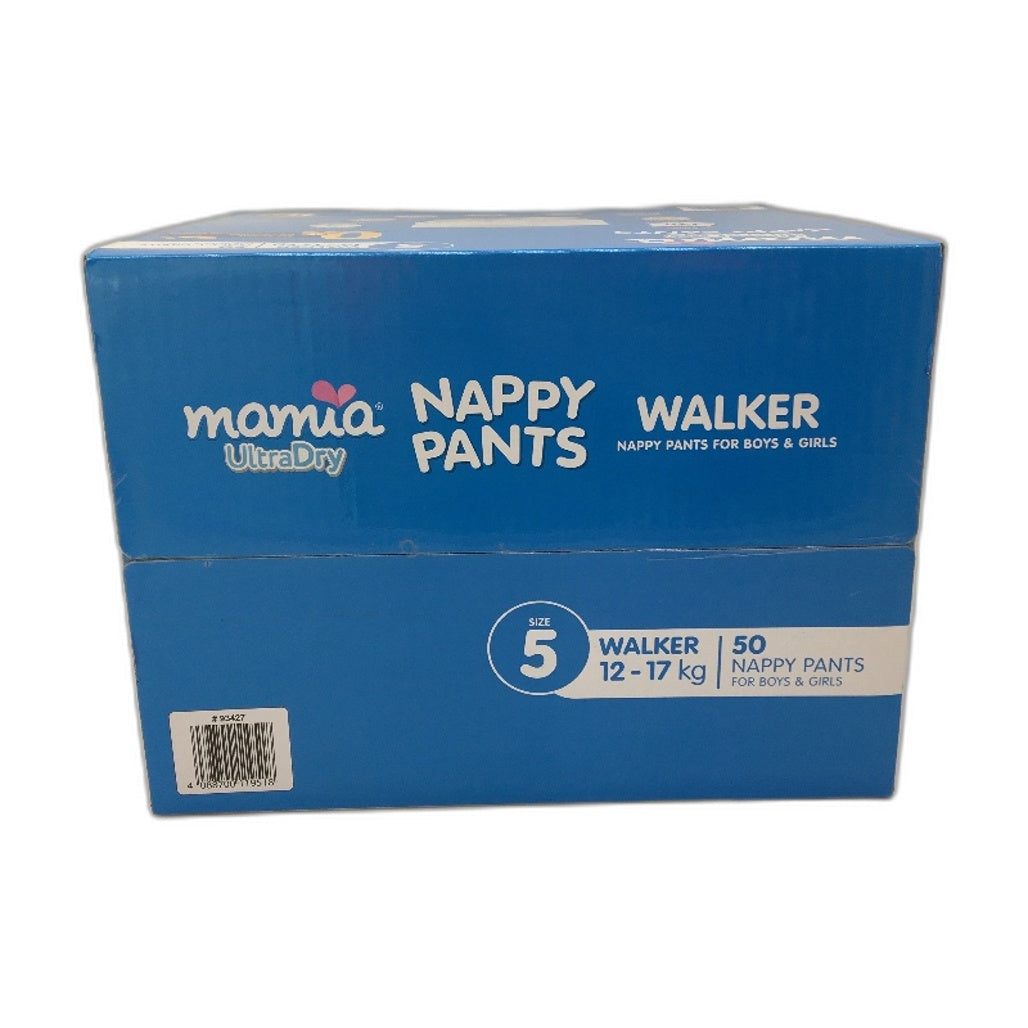 Mamia Ultra Dry Nappy Pants 50 Pack Walker Size 5 12-17kg Boys & Girls NEW