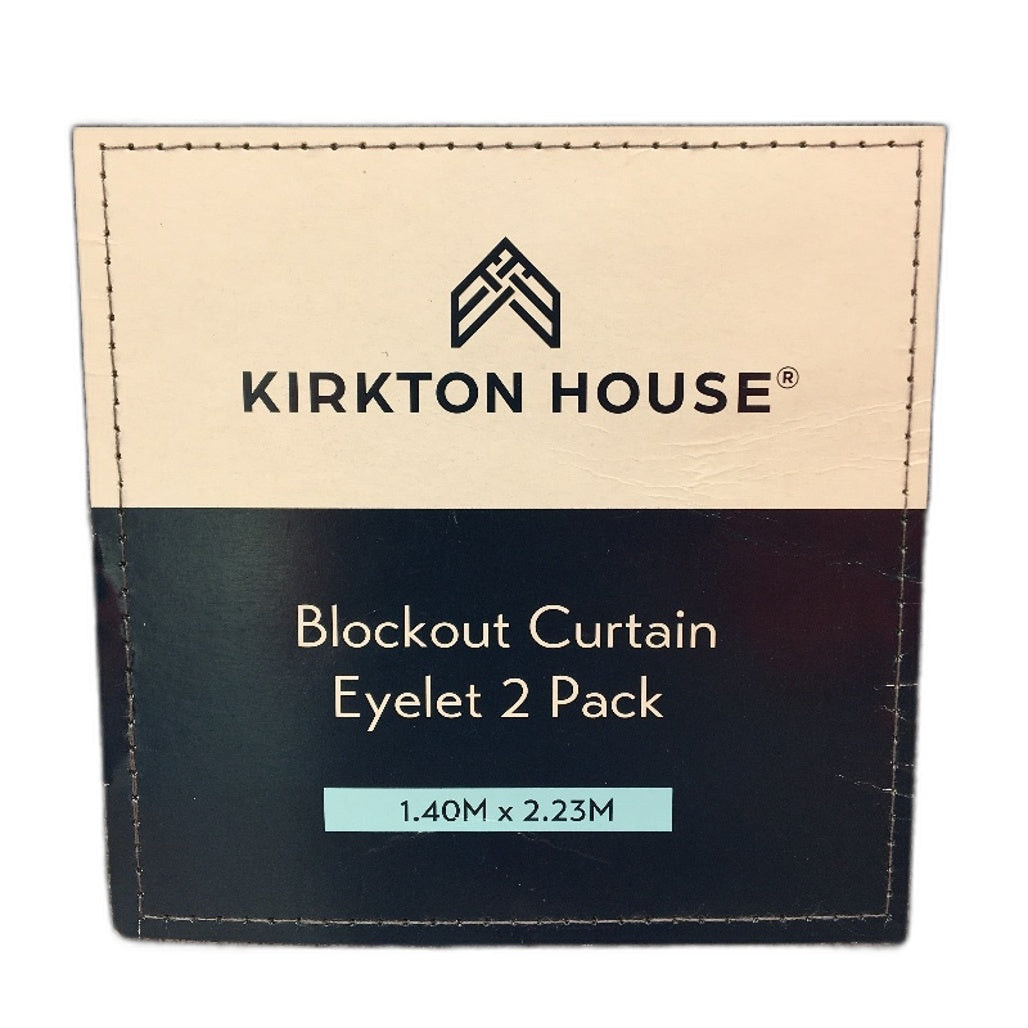 Kirkton House Blockout Grey Curtain Eyelet 2 Pack 1.40x2.23m NEW