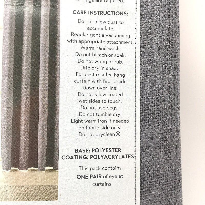 Kirkton House Blockout Grey Curtain Eyelet 2 Pack 1.40x2.23m NEW