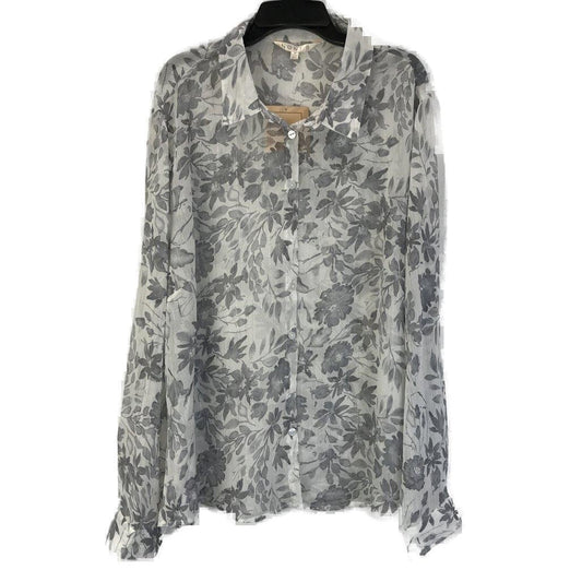 Noni B Womens Floral Delicate Sheer Long Sleeve Shirt NEW