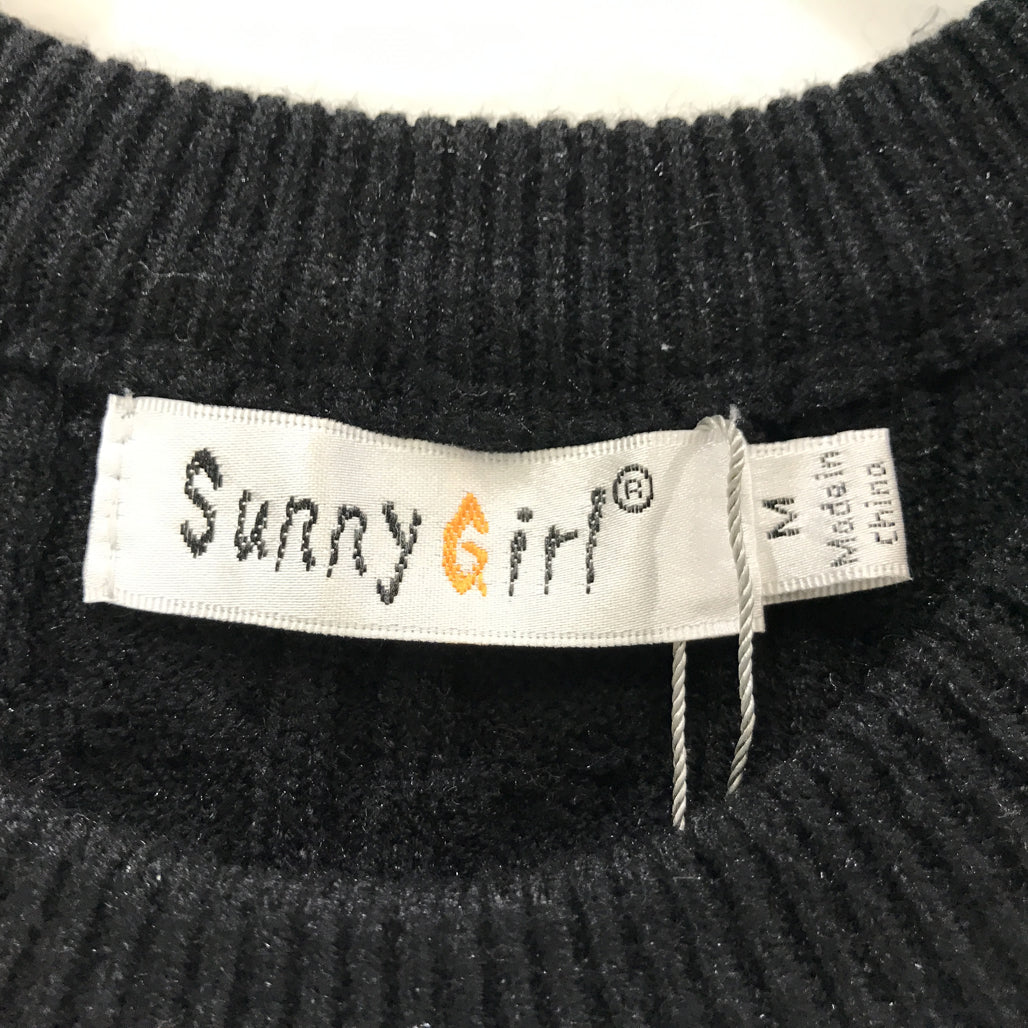 Sunny Girl Womens Black Mid Lenght Knit Long Sleeve Dress Size M