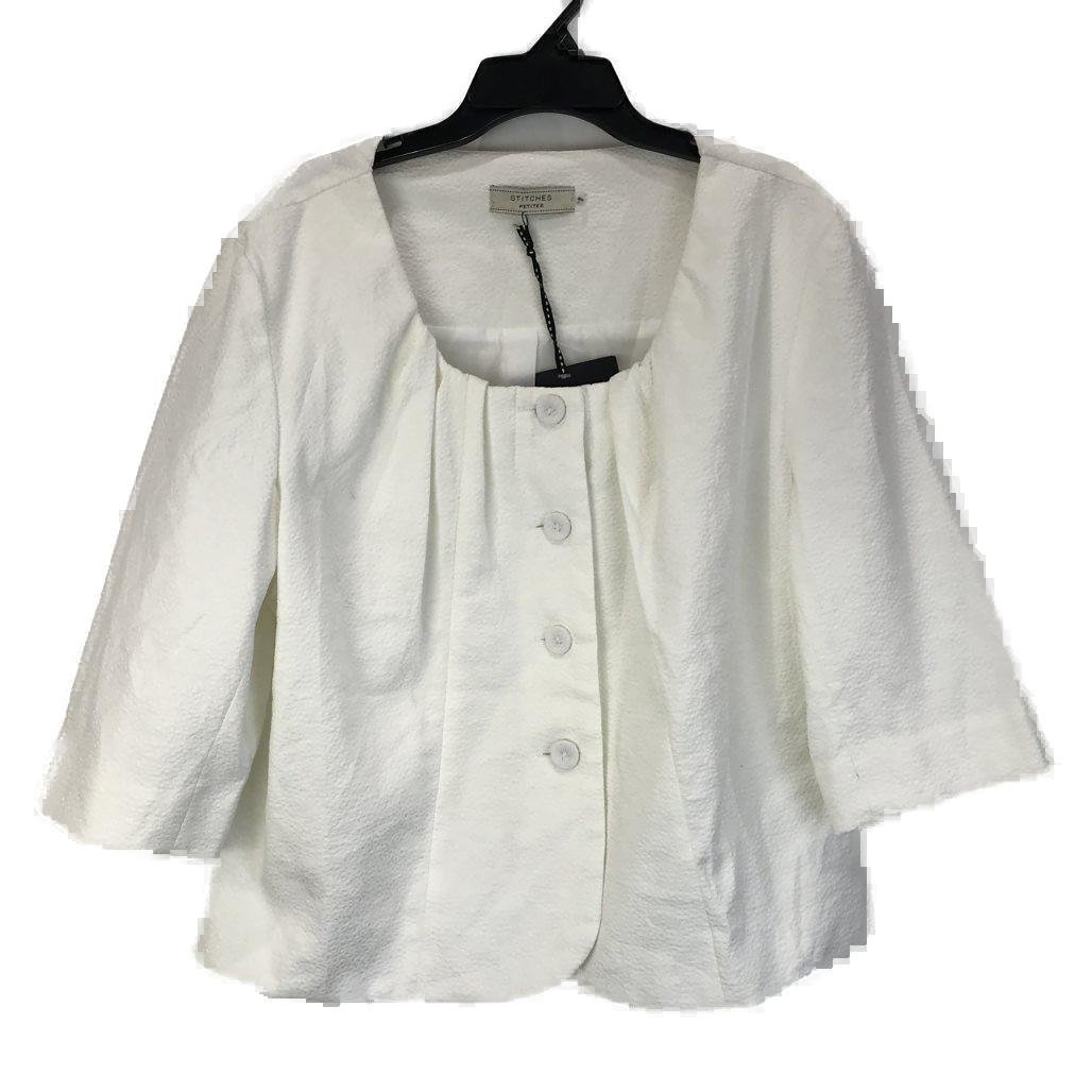 Stitches Petites White Elegant Womens Crop Blazer Size 14 NEW