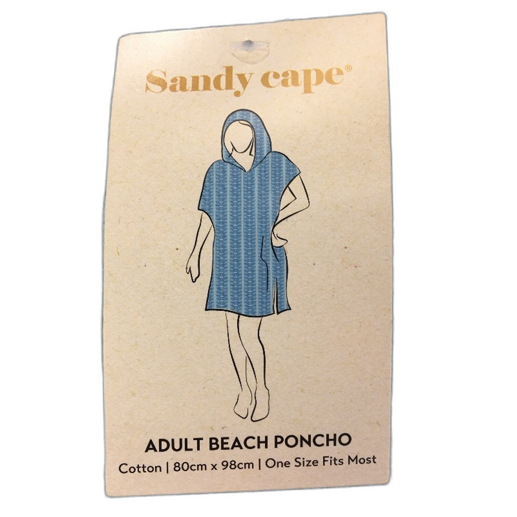 Sandy Cape Cotton Adult Beach Blue Textured Poncho One Size NEW