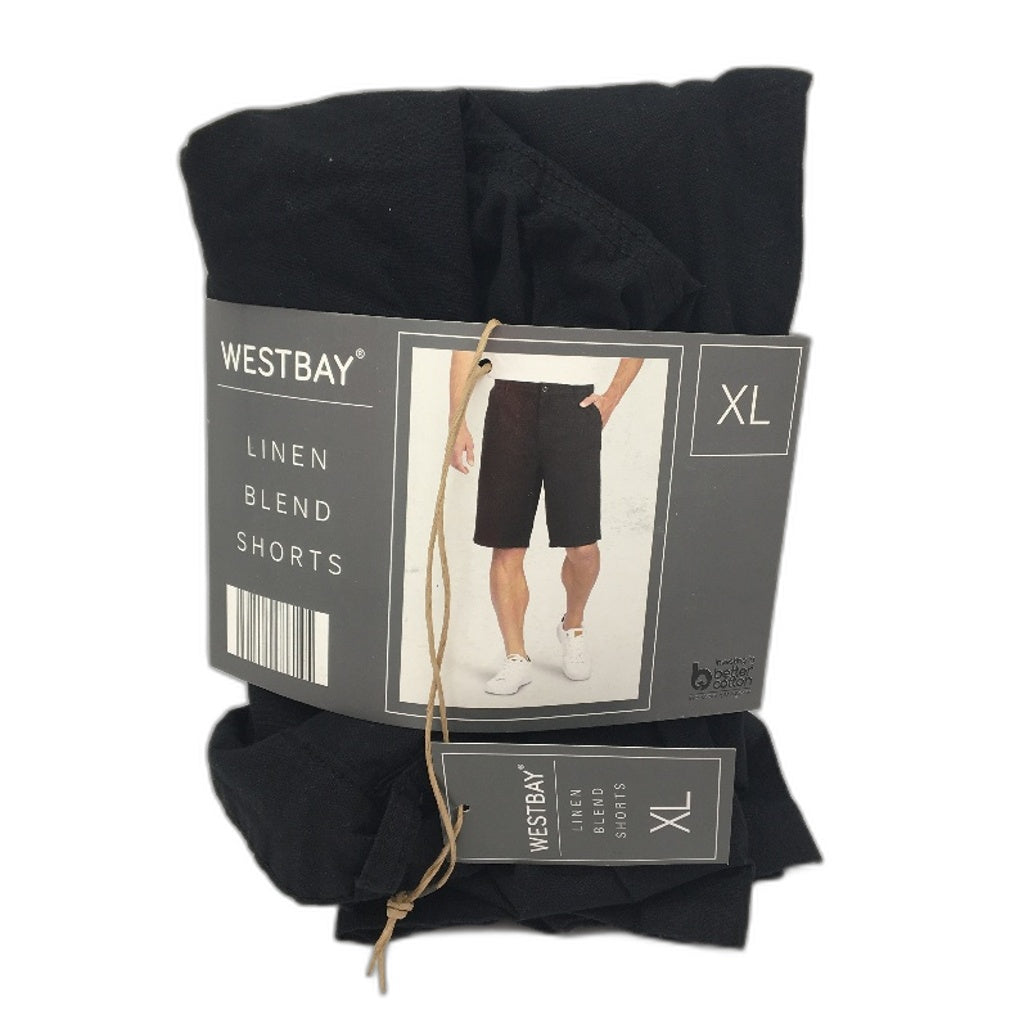 Westbay Black Mens Linen Blend Classic Shorts Size XL NEW