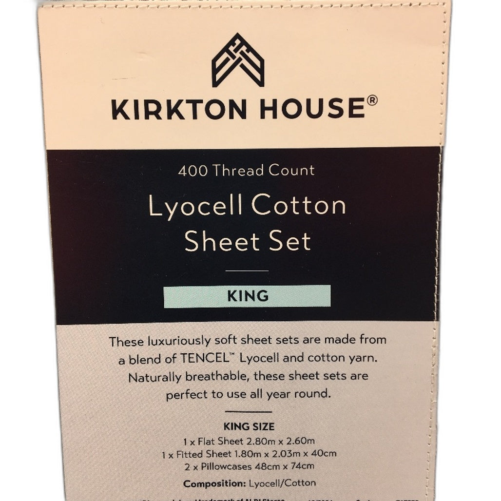 Kirkton House 400 Thread Count Lyocell Beige Cotton Sheet Set King NEW