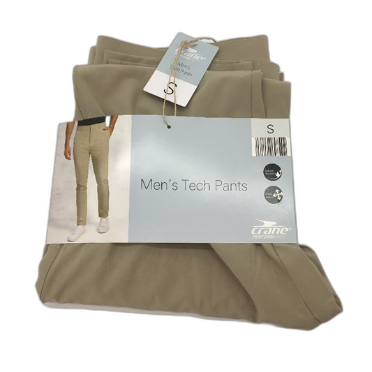 Crane Performance Mens Beige Long Tech Pants Size S NEW