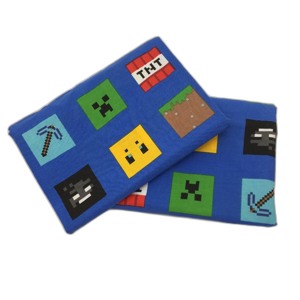 Minecraft Blue Fitted Sheet & Pillowcase Combo DOUBLE NEW